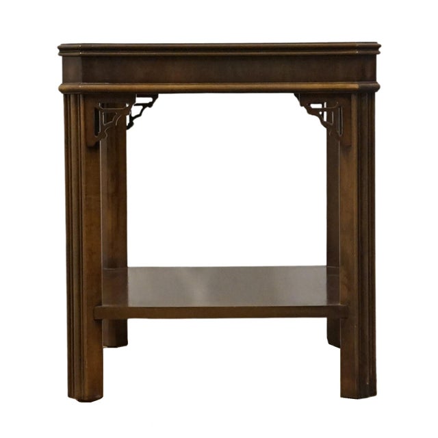 Brown Altavista Lane Solid Cherry Traditional Chippendale Style 27x20" Accent End Table W. Glass Top For Sale - Image 8 of 8
