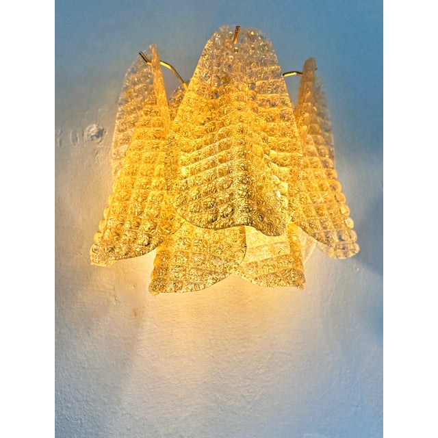 Murano Contemporary Modern Gold "Granigli" "Rondini" Murano Glass Wall sconces.Set of Two. For Sale - Image 4 of 10