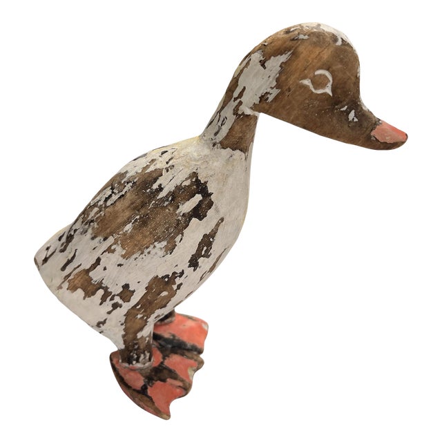 Vintage Folk Art Duck Sculpture For Sale