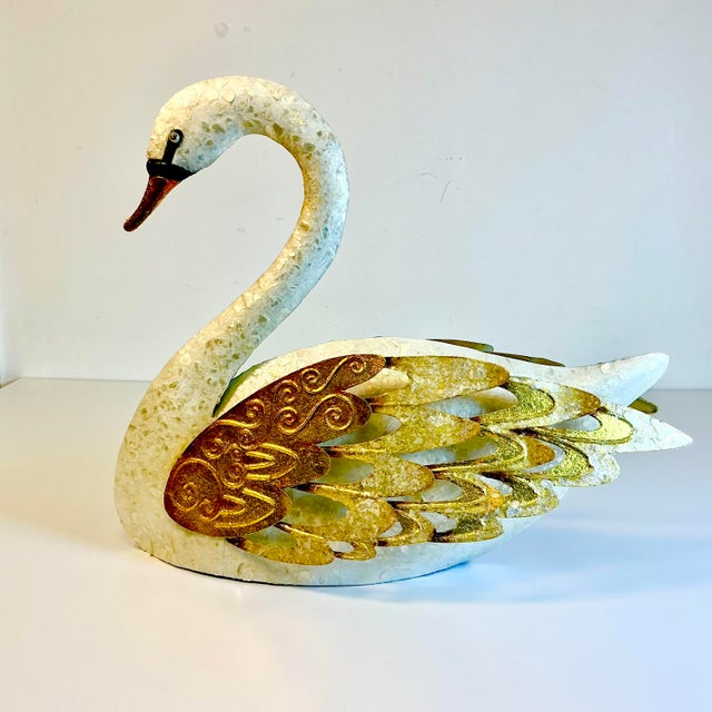 This Capiz Shell chip encrusted Italian Tole swan sculpture is stunning. She is regal and will be a showstopper in your...