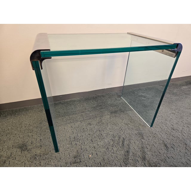 Transparent Pace Collection Glass Waterfall End Table For Sale - Image 8 of 8