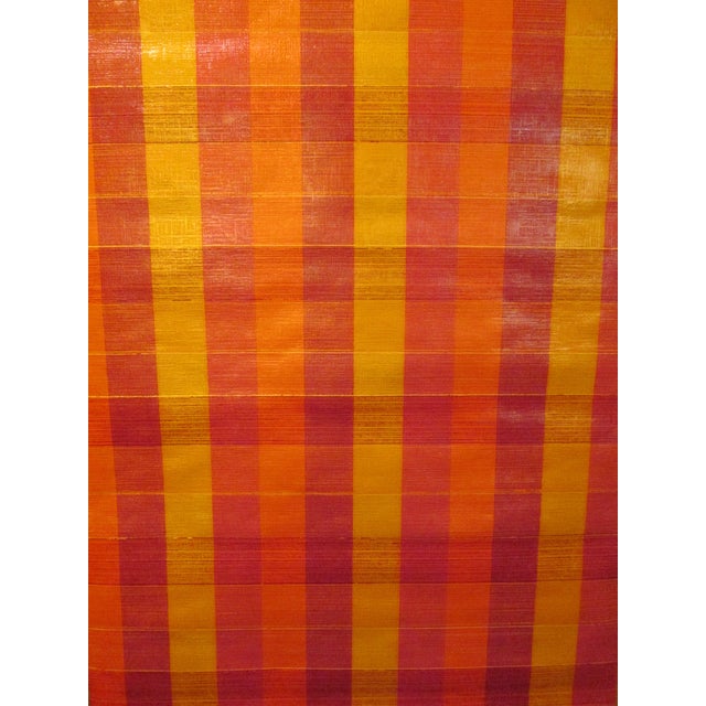 Mid-Century Modern United DeSoto Vintage 1970s Red & Orange Plaid Motif Wallcovering For Sale - Image 3 of 8