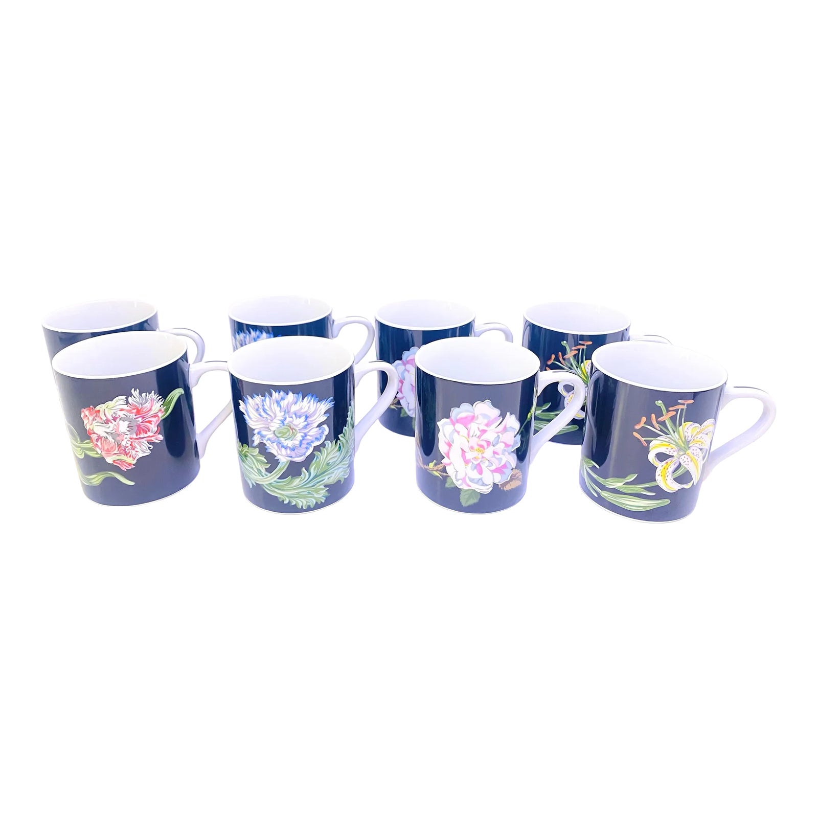 全8枚Tiffany&Co.ティファニー Mrs.Delany'sFlowers Mrs. Delaney's Flowers Mugs by Tiffany & Co. Set of 8 | Chairish