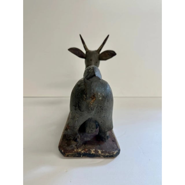 1900 - 1909 Antique Balinese Carved Wood Deer Sculpture For Sale - Image 5 of 8