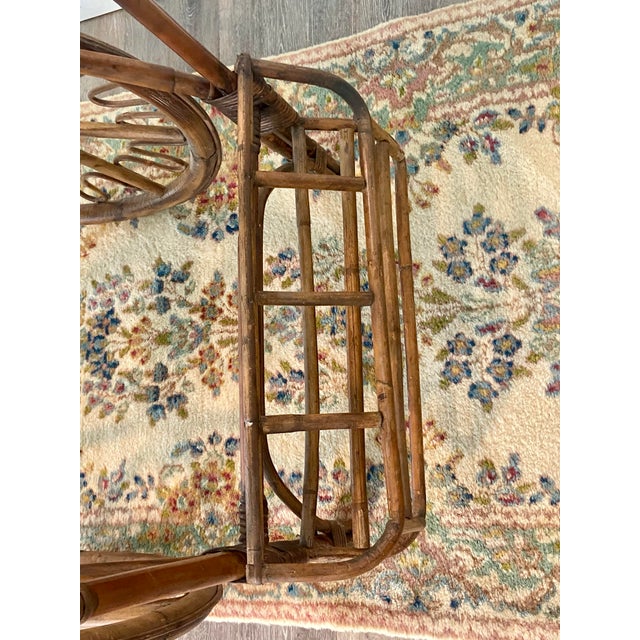 1950s French Riviera Rattan Bar Cart Audoux & Minet 1950s For Sale - Image 5 of 11