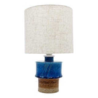 Blue Stoneware Table Lamp by Inger Persson for Rörstrand, Sweden, 1960s For Sale