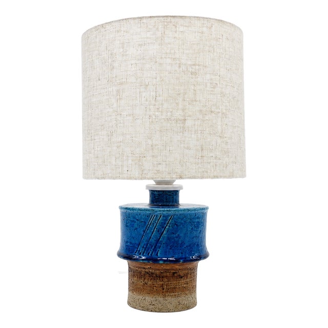 Blue Stoneware Table Lamp by Inger Persson for Rörstrand, Sweden, 1960s For Sale