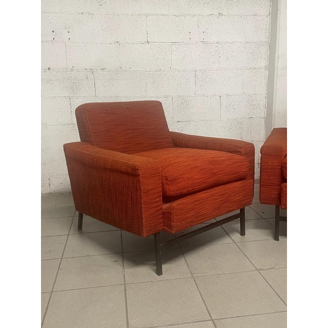 Mid-Century Modern Set of Iron and Fabric Armchairs, 1960s For Sale - Image 3 of 18