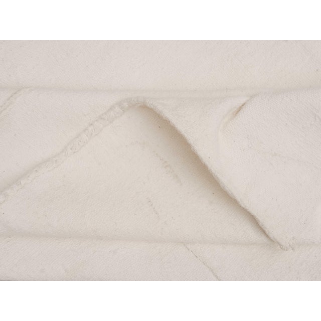 White 1970s Vintage Handmade Wool Cotton White Kilim Rug For Sale - Image 8 of 11