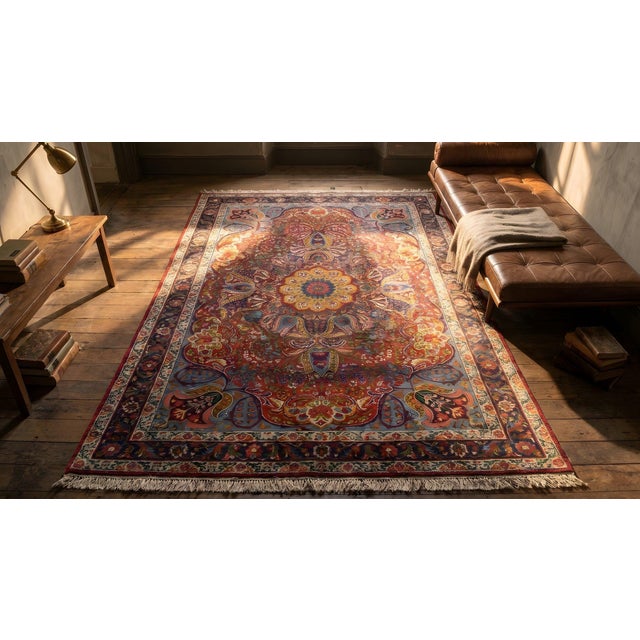 1920s Colorful Medallion Antique Persian Kerman Rug 4' 7" X 7' 2" Handknotted Wool Carpet For Sale In New York - Image 6 of 8