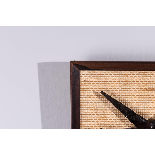 1970s Danish Brutalist Wall Decoration in Metal & Wood & Jute by Henrik Horst, 1976 For Sale - Image 5 of 13