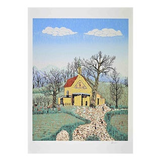 Milan Rasic, Village Church, 1970s, Screenprint For Sale