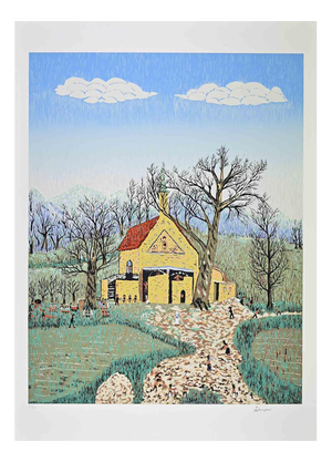 Milan Rasic, Village Church, 1970s, Screenprint