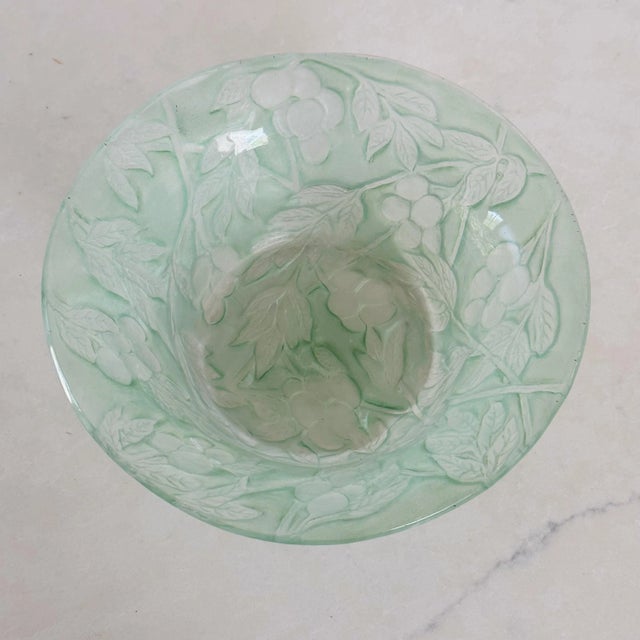 Antique Consolidated Glass in Green Wash With Olive Branch Design Bowl For Sale In Los Angeles - Image 6 of 10