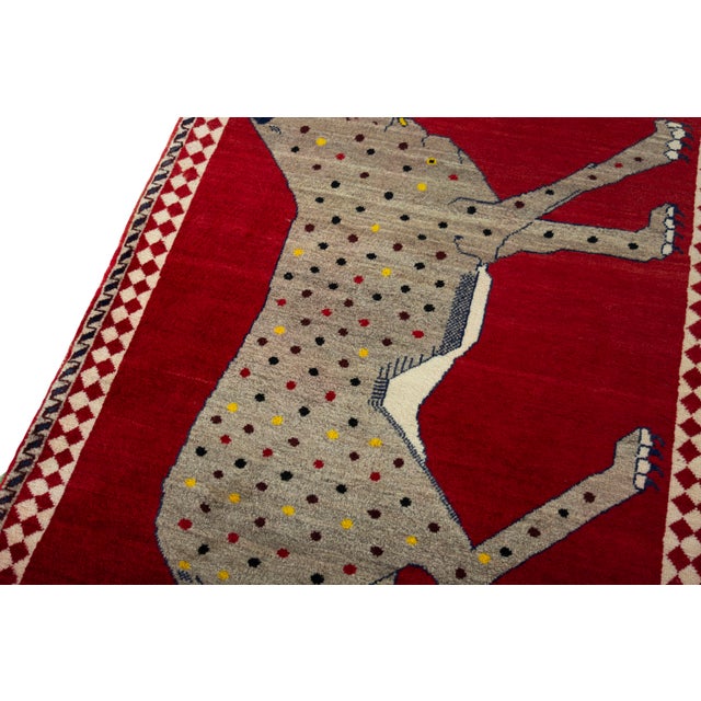 Hand-Knotted Gabbeh Nomadic Rug For Sale - Image 5 of 11