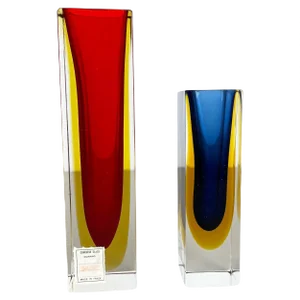 Italian Faceted Sommerso Vases in Murano Glass by Cenedese Vetri, 1970s, Set of 2