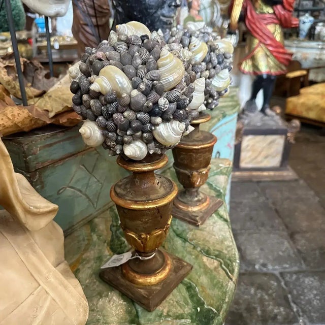 19th Century Lacquered Wood Sicilian Palm Holder With Shell Composition - a Pair For Sale - Image 9 of 11