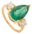 Retro-Inspired 3.47Ct Pear Cut Emerald & Diamond Statement Ring Size 5.5 in 18k Gold For Sale
