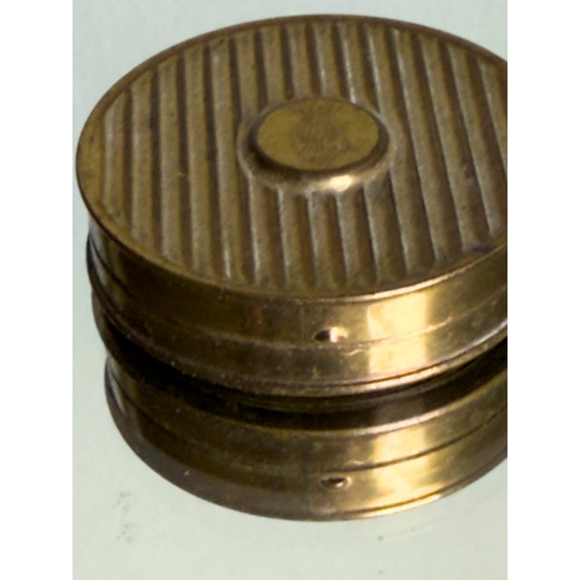 Victorian Vintage 1940s Coty Sub Deb Rouge Air Spun Gold Tone Compact For Sale - Image 3 of 8