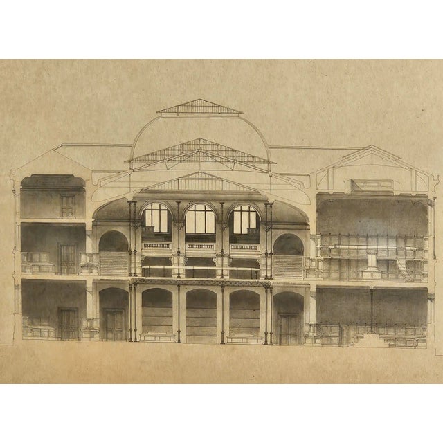 Large Continental Neoclassical Architectural Drawing For Sale - Image 4 of 5