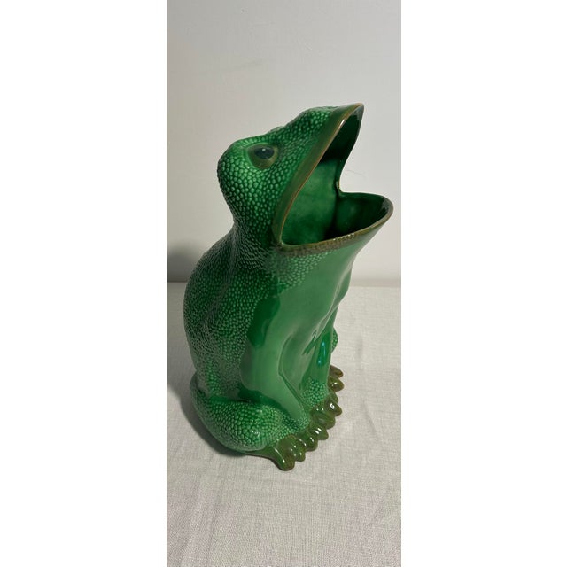 A wonderfully whimsical mid-20th century figural frog umbrella stand, retailed by Gump’s San Francisco and crafted in...