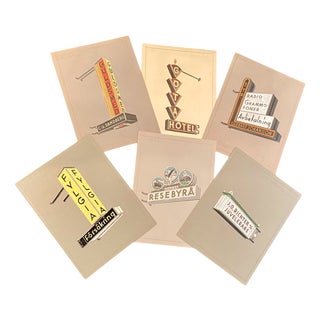 Swedish Art Deco Advertising Sign Gouaches, 1930s, Set of 6 For Sale