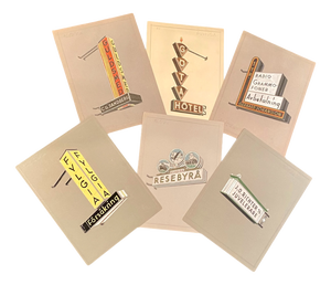 Swedish Art Deco Advertising Sign Gouaches, 1930s, Set of 6