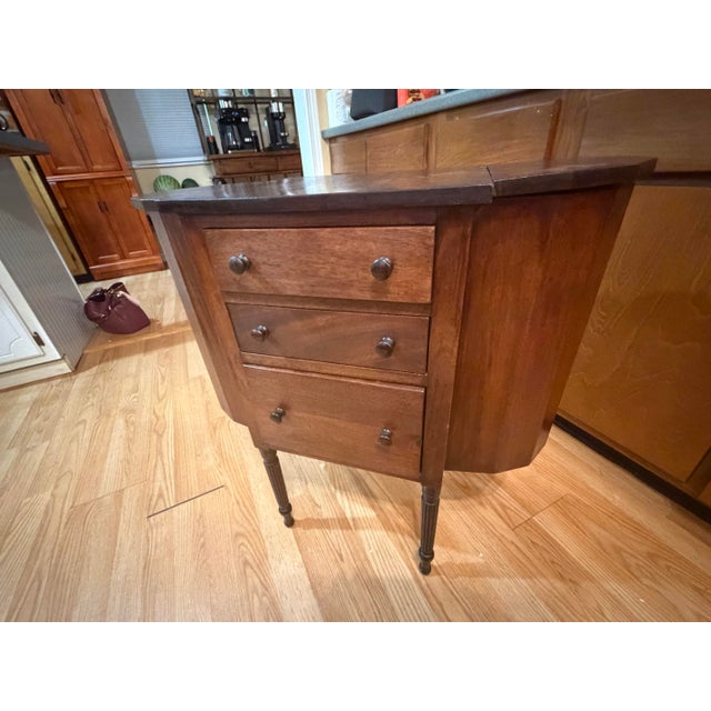 Amber Antique Mahogany Bow-Front Sideboard Server With Drawers & Curved Storage For Sale - Image 8 of 11