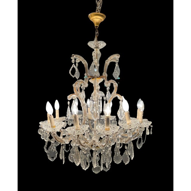 Italian Large Crystal Murano Glass Chandelier, 1950s For Sale - Image 3 of 10