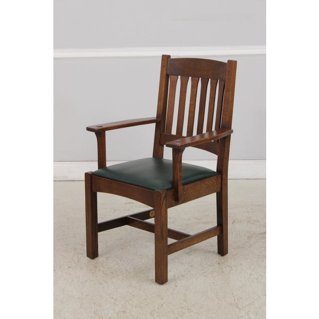 Stickley Set of 6 Stickley Arts & Crafts Mission Oak Dining Chairs For Sale - Image 4 of 18