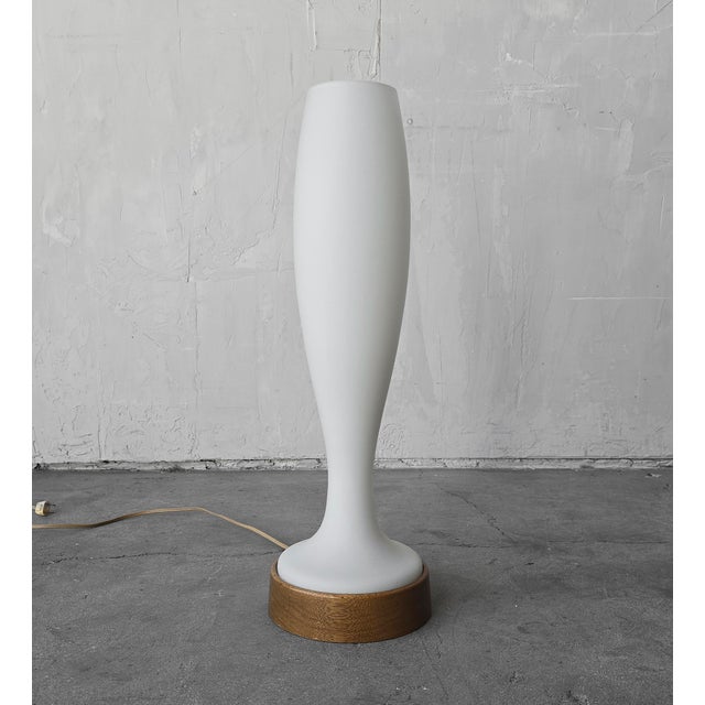 A nice sculptural Mid-Century Modern table lamp by the Laurel Lamp Company, featuring an elegant satin opaline glass shade...