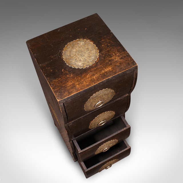 Vintage Barber's Chest of Drawers, Turkish Pine Bombe Front Cabinet, Mid Century For Sale - Image 9 of 12