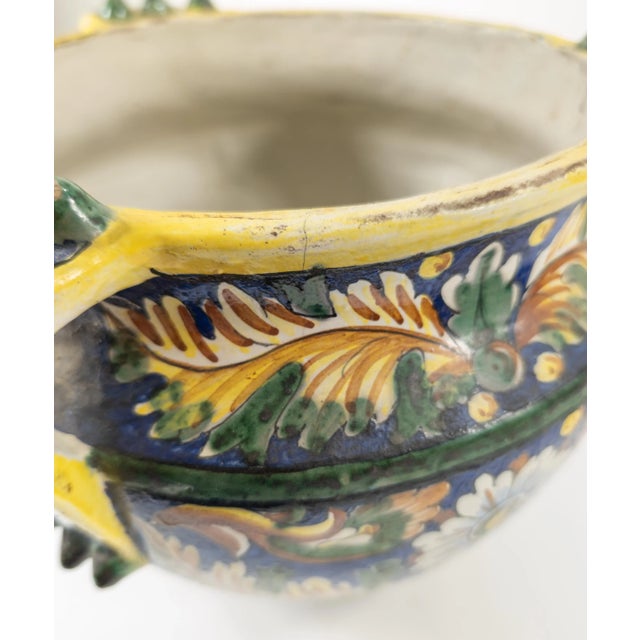 Mid-Century Italian Faience Majolica Pottery Jardiniere Planter For Sale - Image 18 of 18