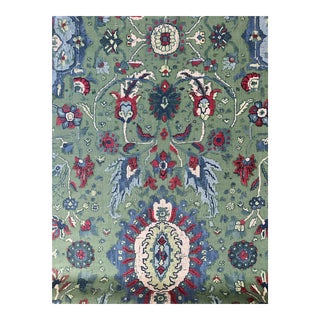 Jahanara Carpet, Jade - Schumacher Linen Fabric 4 1/2 Yards Linen Blend For Sale