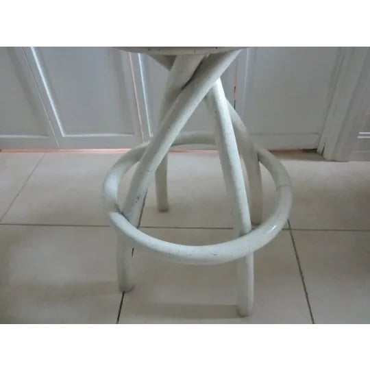 1970s Vintage Teardrop Shape Upholstered Seat Swivel Bar Stools - Set of 2 For Sale - Image 9 of 13