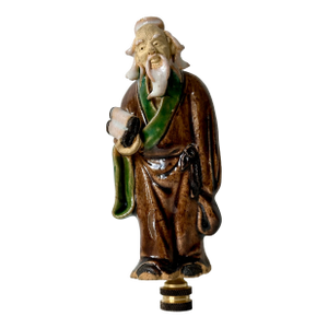 Chinese Mudman Lamp Finial on Brass Hardware