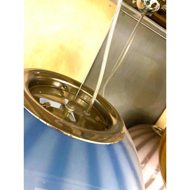 2010s Contemporary Blue and Milky-White Sphere Pendant in Murano Glass For Sale - Image 5 of 8