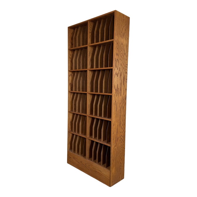 Vintage Oak 1980's Custom Record Lp Cabinet For Sale