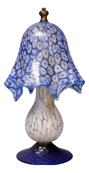 Murano Blue Millefiori Glass Lamp with Gold-Accented Base, Italy, 1970s