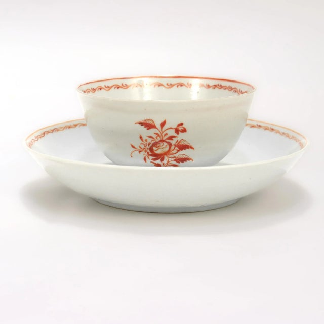 Chinese Antique 18th Century Chinese Export Porcelain Tea Bowl & Saucer For Sale - Image 3 of 18