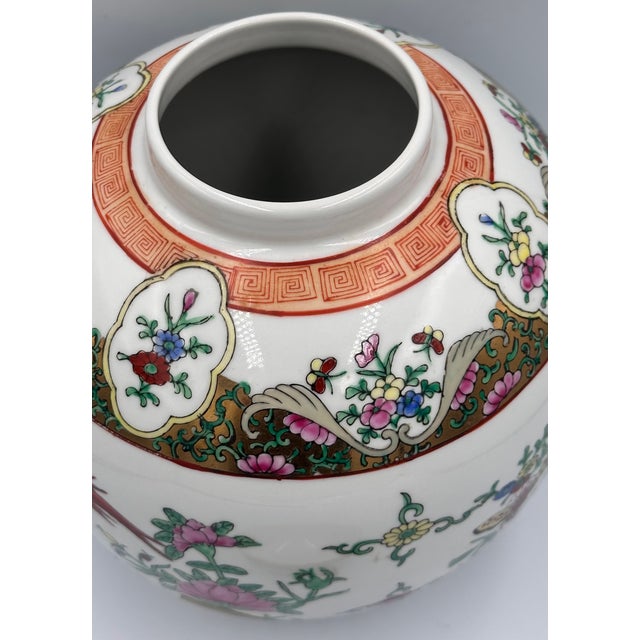Chinese Export Famille Rose Oriental Gilt Porcelain Lidded Ginger Jar Tea Caddie For Sale - Image 9 of 11