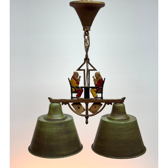 Metal 1930's Art Deco Game Table Hanging Fixture For Sale - Image 7 of 10