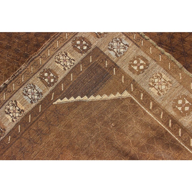 Vintage Turkish Kars Rug With a All-Over Lattce Design in Brown Tones For Sale - Image 10 of 11