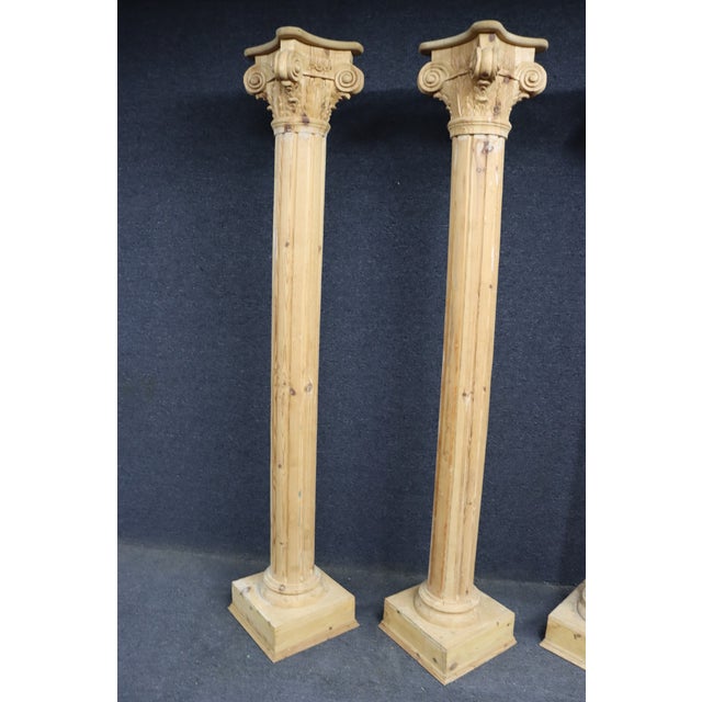 Set of Four Monumental Corinthian Style Pine Architectural Columns For Sale - Image 11 of 15