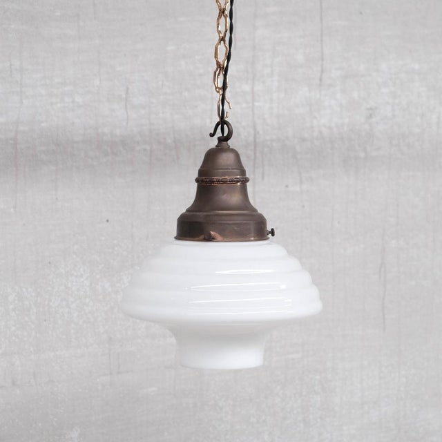 French Opaline and Brass Pendant Light, 1930s For Sale - Image 10 of 10