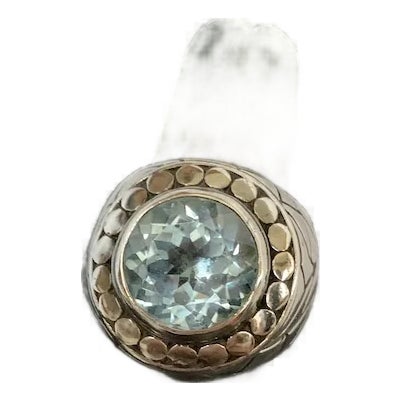 Sterling Blue Topaz Ring, Size 6.5 For Sale