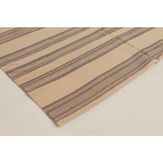 Modern Striped Beige and Brown Handmade Wool Rug by Doris Leslie Blau For Sale In New York - Image 6 of 7