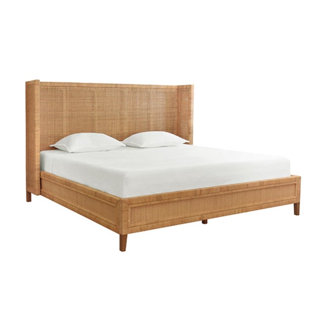 Contemporary Matthew Izzo Home Dolly King Winged Headboard and Platform in Radio Weave Wrapped Rattan For Sale - Image 3 of 7