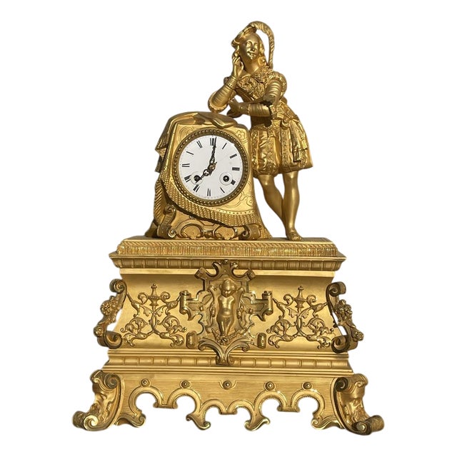 Antique Clock in Gilt Bronze, 1800s For Sale