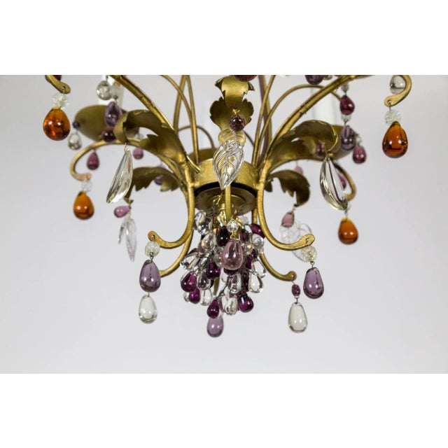 Metal 1940s Gilt Purple & Amber Fruit Crystal Chandelier For Sale - Image 7 of 12